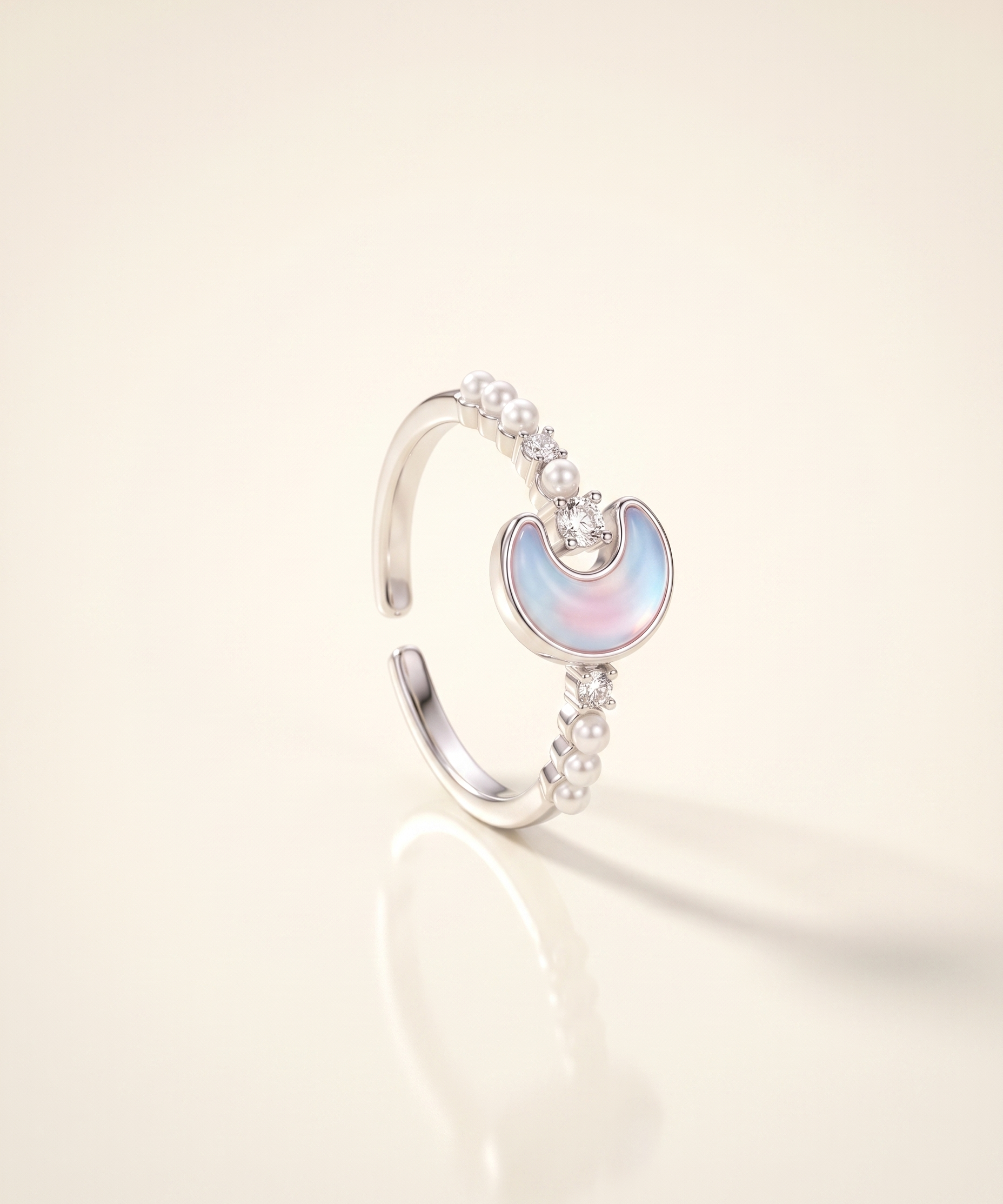 Moonlit Crescent Ring